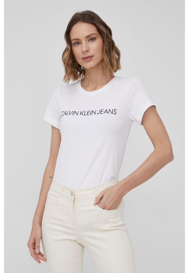 Calvin Klein Jeans t-shirt (2-pack) damski. Wzór: nadruk
