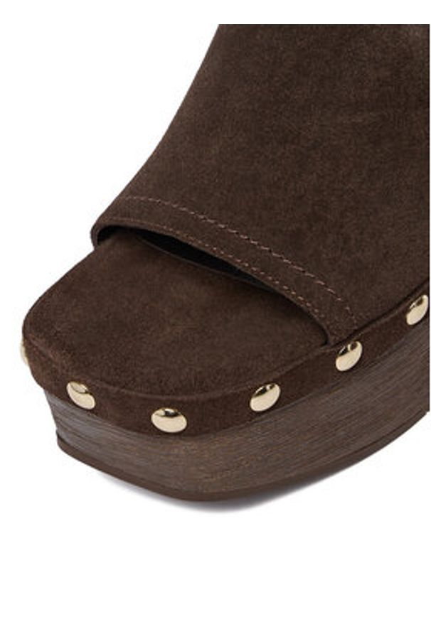 Gino Rossi - GINO ROSSI Klapki EO-LZRL1347-2 Brązowy. Kolor: brązowy. Materiał: skóra, zamsz