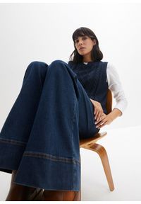 bonprix - Dżinsy z szerokimi nogawkami, talią mid waist i wygodnym stretchem. Kolor: niebieski #3