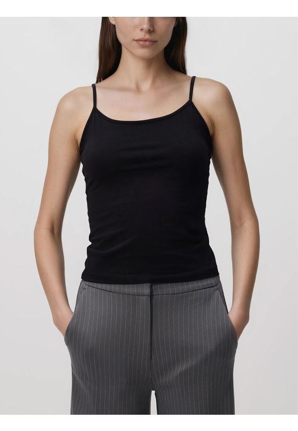 Reserved - Bawełniany top - czarny. Kolor: czarny. Materiał: bawełna