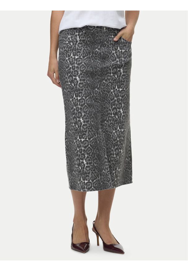 Vero Moda Spódnica jeansowa Veri 10336316 Szary Regular Fit. Kolor: szary. Materiał: bawełna