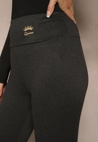 Renee - Czarne Legginsy High Waist Ozdobione Aplikacją Sevirra. Okazja: na co dzień. Stan: podwyższony. Kolor: czarny. Wzór: aplikacja. Styl: casual, elegancki #5