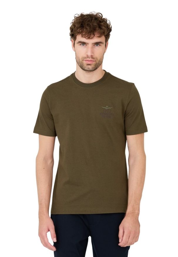 Aeronautica Militare - AERONAUTICA MILITARE Zielony bawełniany męski t-shirt, Rozmiar XXL. Kolor: zielony. Materiał: bawełna
