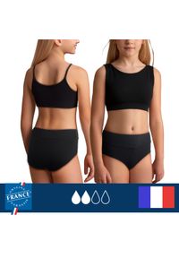 PLIM UNDERWEAR - Dół menstruacyjnego stroju kąpielowego nastolatki wysoki stan średnia chłonność. Stan: podwyższony. Kolor: czarny