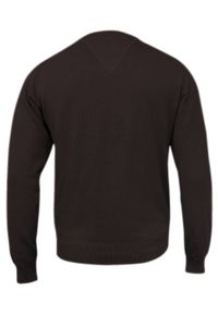 Czekoladowy Męski Sweter w Serek (V-neck) - Adriano Guinari - 100% Bawełna, Elegancki. Okazja: do pracy, na spotkanie biznesowe, na co dzień. Typ kołnierza: dekolt w serek. Kolor: brązowy, beżowy, wielokolorowy. Materiał: bawełna. Styl: elegancki #3