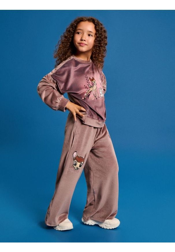 Sinsay - Bluza crewneck z nadrukiem Bambi - brązowy. Kolor: brązowy. Wzór: nadruk