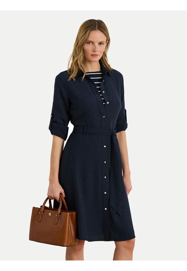 Lauren Ralph Lauren - LAUREN RALPH LAUREN Sukienka koszulowa 200980920001 Granatowy Regular Fit. Kolor: niebieski. Materiał: syntetyk. Typ sukienki: koszulowe