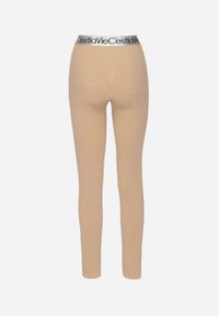 Born2be - Beżowe Elastyczne Legginsy z Szeroką Gumą w Pasie Rindama. Kolor: beżowy. Materiał: guma. Styl: sportowy #7