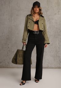 Renee - Czarne Szerokie Spodnie High Waist z Bawełny Rhethyphe. Stan: podwyższony. Kolor: czarny. Materiał: bawełna. Styl: elegancki #1