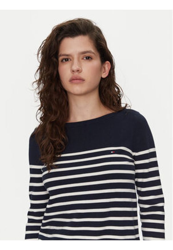 TOMMY HILFIGER - Tommy Hilfiger Sweter WW0WW40099 Granatowy Regular Fit. Kolor: niebieski. Materiał: syntetyk