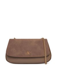 Calvin Klein Torebka Ck Conv Chain Brushed Medium Bag LV04F3407G Beżowy. Kolor: beżowy. Materiał: skórzane #1