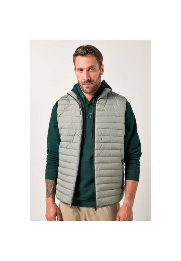 JAY-PI - Męska Lekka kamizelka pikowana belly fit outdoor do rozm. 8XL. Kolekcja: plus size. Kolor: szary. Materiał: poliester, materiał. Sport: outdoor