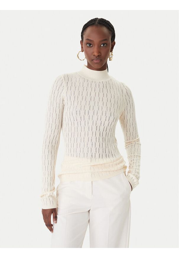 Patrizia Pepe Sweter 8K0368/K307-W409 Beżowy Regular Fit. Kolor: beżowy. Materiał: syntetyk