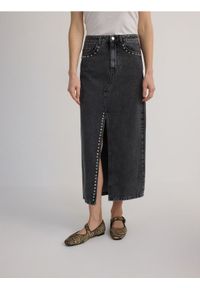 Reserved - Jeansowa spódnica midi - szary. Kolor: szary. Materiał: jeans #1