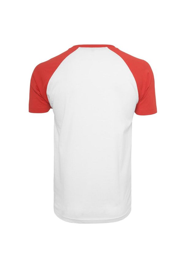 BUILD YOUR BRAND - Kontrastowa Koszulka Raglan Unisex Dla Dorosłych. Kolor: biały, czerwony, wielokolorowy. Długość rękawa: raglanowy rękaw