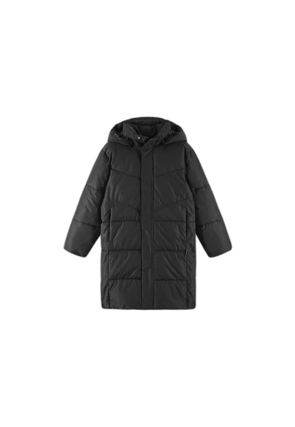 Dzieciak z długim rękawem wodoodporny płaszcz z kapturem Reima Vaanila. Typ kołnierza: kaptur. Kolor: czarny. Długość rękawa: długi rękaw. Długość: długie. Styl: młodzieżowy