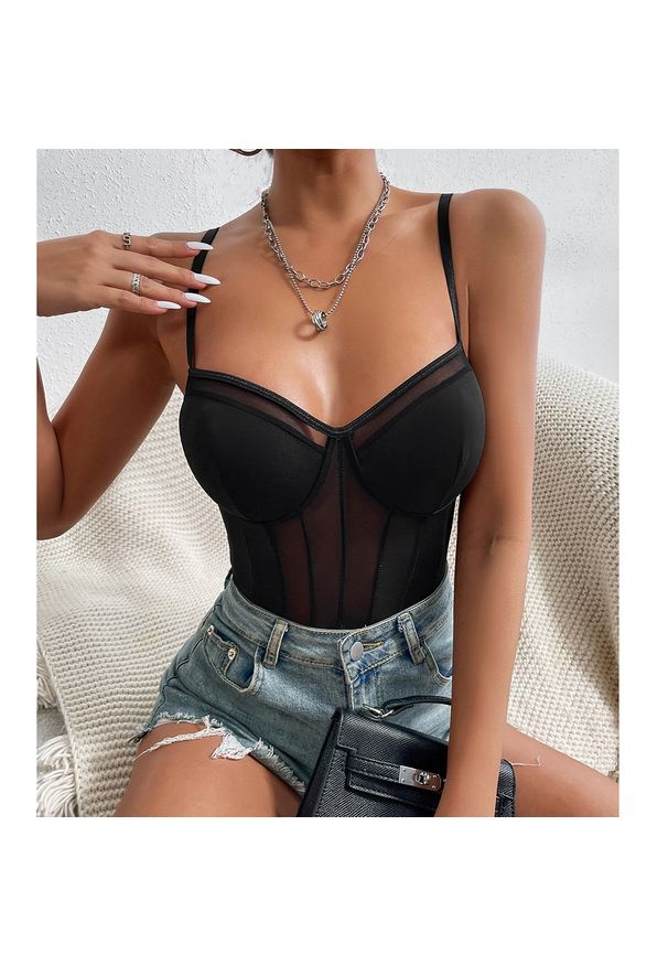 Intica - Body usztywniane z szerokimi ramiączkami modelujące sylwetkę Cicilia. Kolor: biały. Materiał: materiał