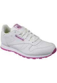 Buty sportowe dla dziewczynki, Reebok Classic Leather. Kolor: biały. Materiał: tkanina, materiał, skóra, syntetyk. Model: Reebok Classic