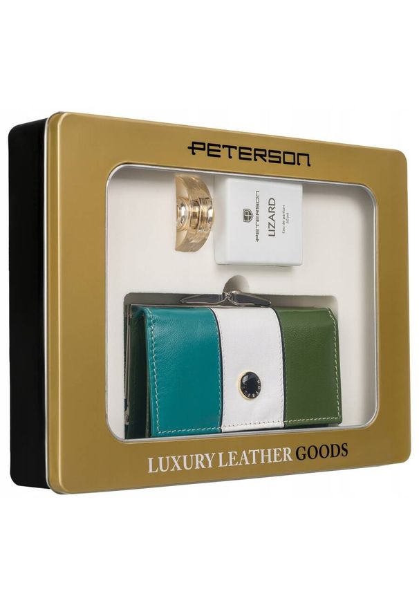 Zestaw prezentowy Peterson PTN ZD31 zielony. Kolor: zielony. Materiał: skóra