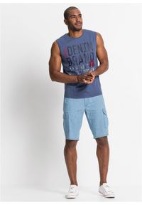 bonprix - Bawełniana koszulka bez rękawów (2 szt.). Kolor: niebieski. Materiał: bawełna. Długość rękawa: bez rękawów. Wzór: nadruk. Styl: sportowy #3