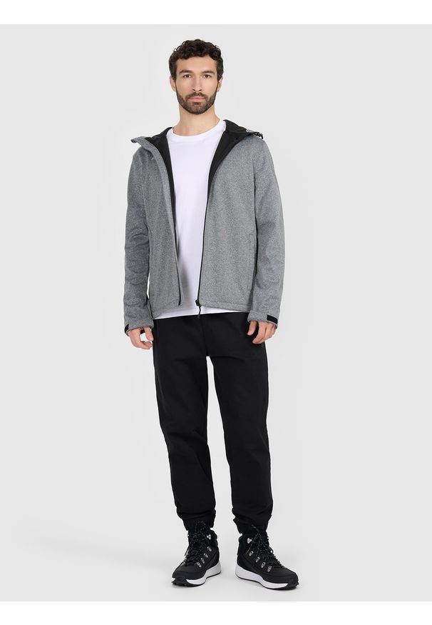 4f - 4F Kurtka softshell wiatroodporna membrana 5 000 męska - szara 3XL. Typ kołnierza: kaptur, kołnierzyk stójkowy. Kolor: szary. Materiał: softshell. Technologia: Windstopper. Sezon: zima. Sport: wspinaczka