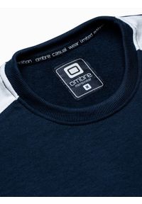Ombre Clothing - Bluza męska bez kaptura - granatowa B1081 - XXL. Typ kołnierza: bez kaptura. Kolor: niebieski. Materiał: bawełna, poliester. Wzór: aplikacja #7