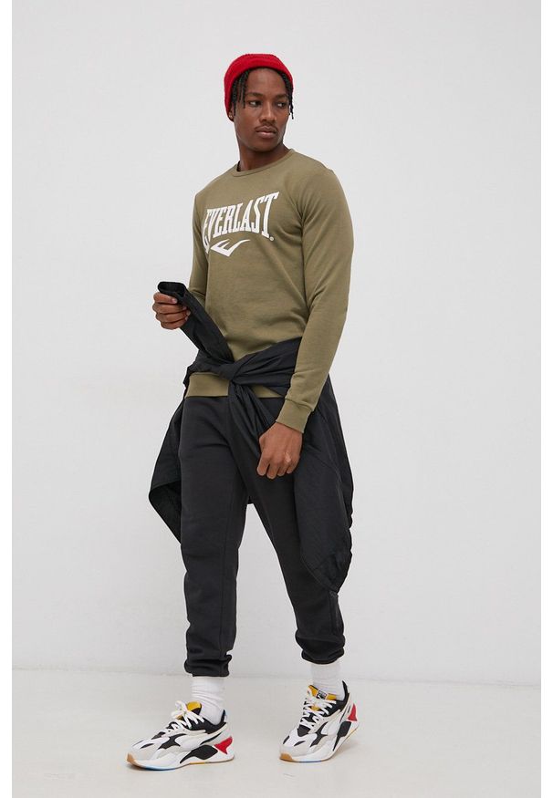 EVERLAST - Everlast Bluza męska kolor zielony z nadrukiem. Okazja: na co dzień. Kolor: zielony. Wzór: nadruk. Styl: casual
