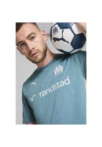 Puma - Męska koszulka treningowa Olympique Marsylia PUMA Bold Blue Putty Beige. Kolor: beżowy, wielokolorowy, niebieski
