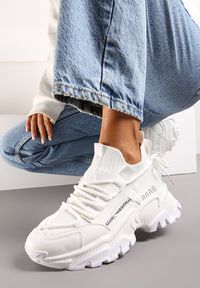 Born2be - Białe Sneakersy Orilea. Kolor: biały. Materiał: materiał. Szerokość cholewki: normalna. Wzór: aplikacja #6