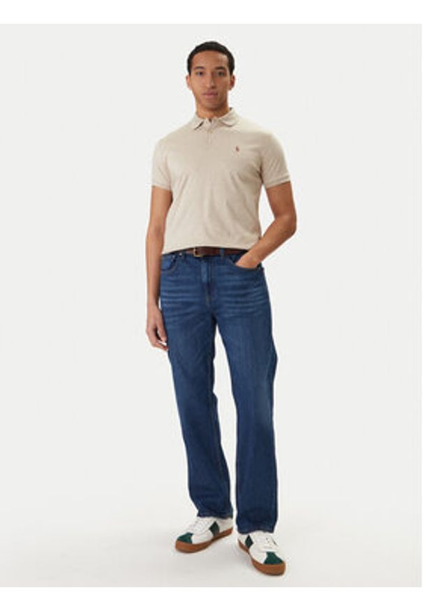 Polo Ralph Lauren Polo 710704319502 Beżowy Custom Slim Fit. Typ kołnierza: polo. Kolor: beżowy. Materiał: bawełna