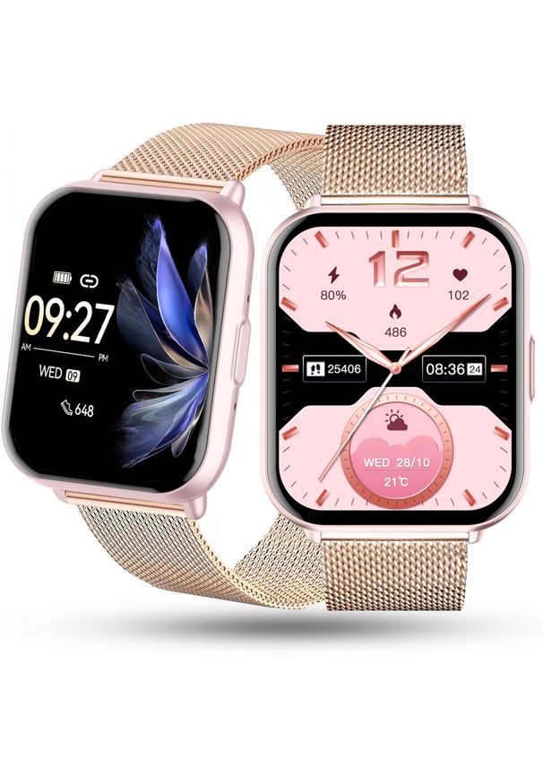 Rubicon - Zegarek Damski SMARTWATCH RUBICON rosegold mesh. Rodzaj zegarka: smartwatch. Materiał: mesh