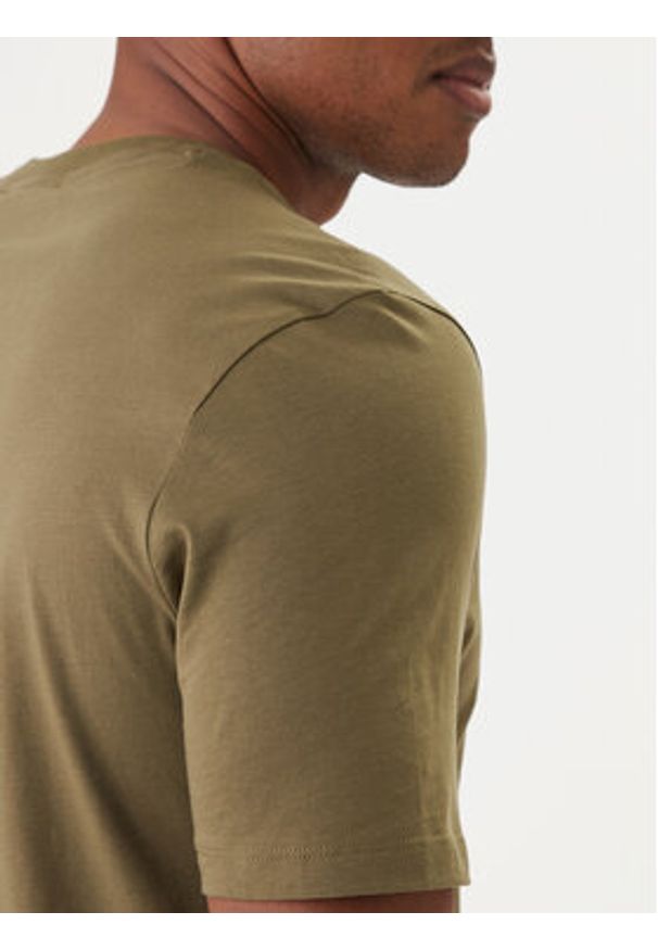 Hugo - HUGO T-Shirt Dero222 50466158 Khaki Regular Fit. Kolor: brązowy. Materiał: bawełna