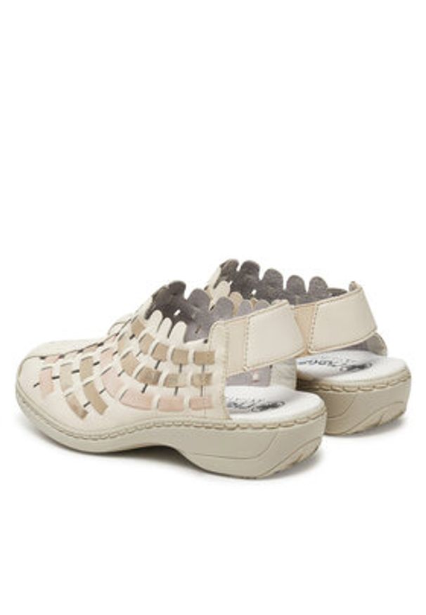 Rieker Sandały 413V8-60 Beżowy. Kolor: beżowy. Materiał: skóra, syntetyk