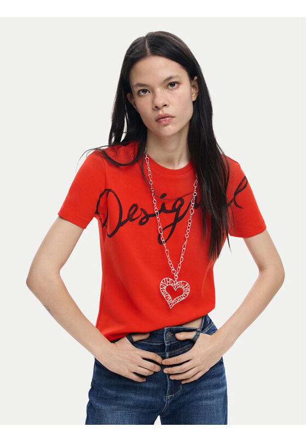 Desigual T-Shirt Florencia 26SWTK07 Czerwony Regular Fit. Kolor: czerwony. Materiał: bawełna