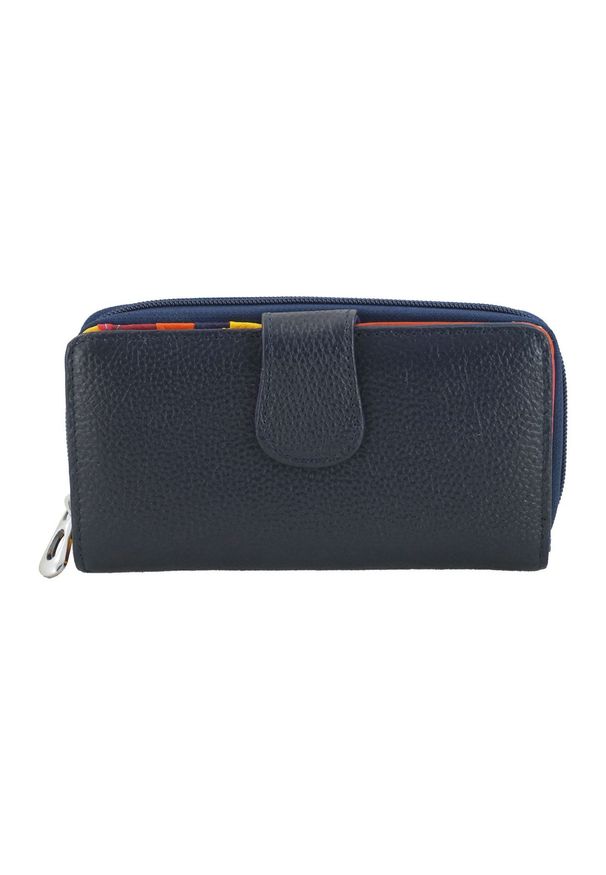 Barberini's - Portfel skórzany BARBERINI'S granatowy D-116-4. Kolor: niebieski. Materiał: skóra. Wzór: motyw zwierzęcy, kolorowy