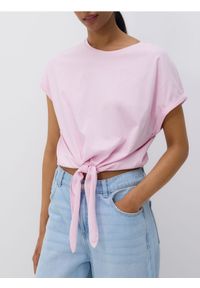 Reserved - T-shirt z wiązaniem - pastelowy róż. Kolor: różowy. Materiał: bawełna