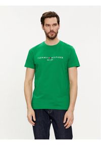 TOMMY HILFIGER - Tommy Hilfiger T-Shirt Logo MW0MW11797 Zielony Regular Fit. Kolor: zielony. Materiał: bawełna