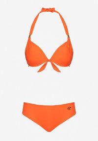 Born2be - Pomarańczowe Bikini Dwuczęściowe Stanik Wiązany na Szyi Majtki Typu Figi Uvadia. Kolor: pomarańczowy