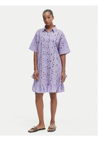 Iconique Sukienka letnia Emily IC26-001 Fioletowy jasny Relaxed Fit. Kolor: fioletowy. Materiał: bawełna. Sezon: lato #3