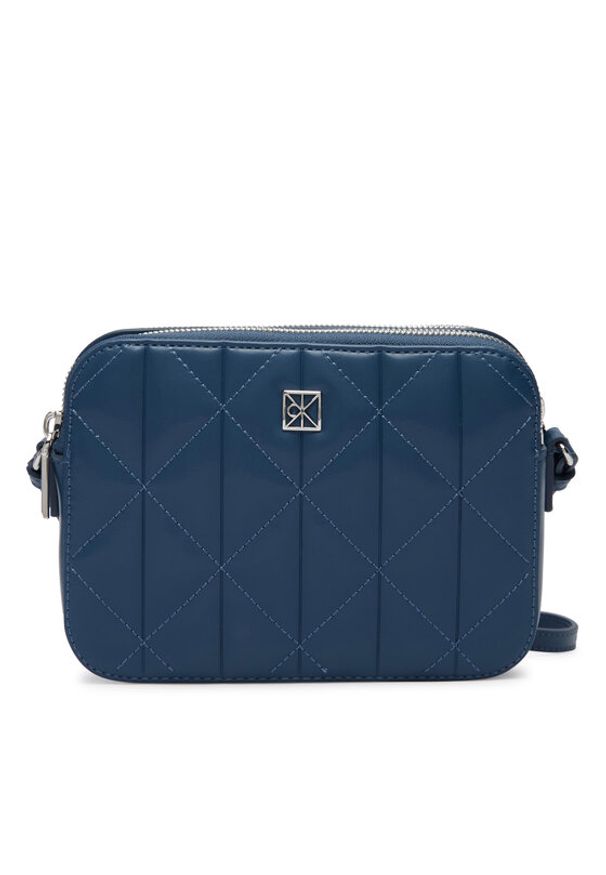 Calvin Klein Torebka Quilted Double Zip Camera Bag LV04F3328G Niebieski. Kolor: niebieski. Materiał: skórzane