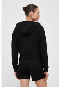 DKNY - Dkny bluza damska kolor czarny z kapturem gładka. Typ kołnierza: kaptur. Kolor: czarny. Wzór: gładki #2