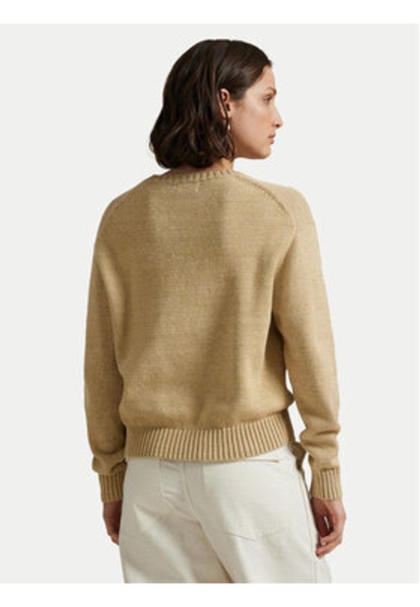 Polo Ralph Lauren Sweter 211972121001 Beżowy Relaxed Fit. Typ kołnierza: polo. Kolor: beżowy. Materiał: bawełna