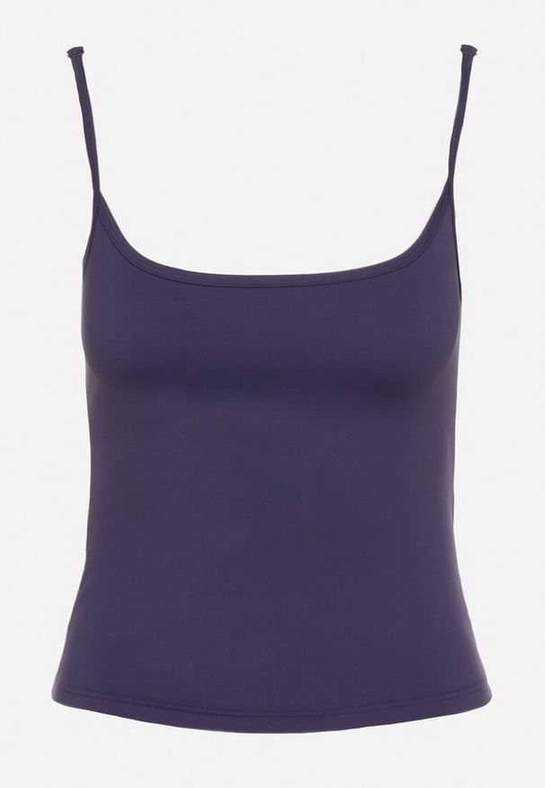 Born2be - Granatowy Klasyczny Top Hallamia. Okazja: na co dzień. Kolor: niebieski. Materiał: jeans. Długość rękawa: na ramiączkach. Styl: klasyczny