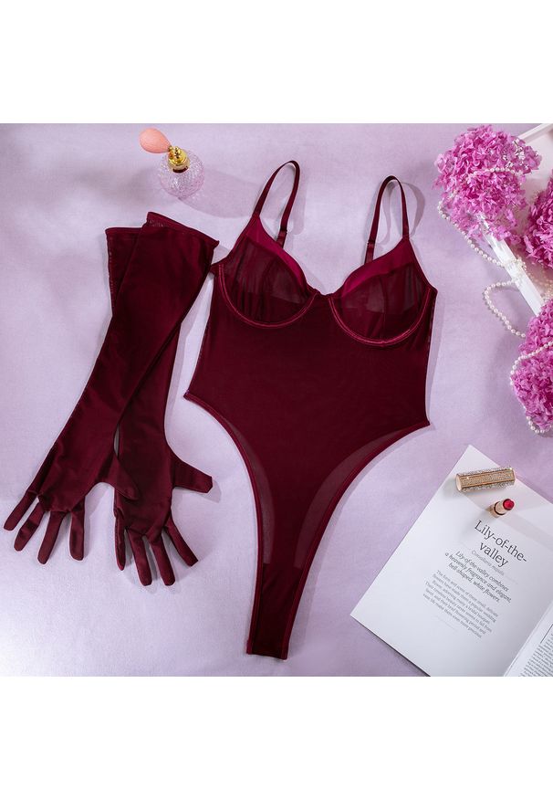 Intica - Body transparentne z usztywnieniem na specjalne okazje Cella. Kolor: czerwony. Materiał: materiał