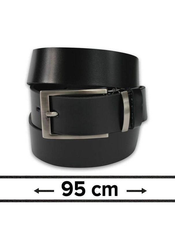 Zet - Pasek do Spodni, Czarny 95 cm, Skórzany, Elegancki, Męski, Możliwość Skrócenia -ZET. Kolor: czarny. Materiał: skóra. Styl: elegancki