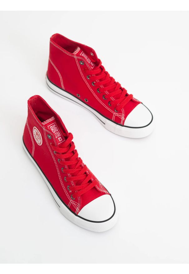 Big-Star - Trampki damskie wysokie czerwone JJ274A503 603. Zapięcie: sznurówki. Kolor: czerwony. Materiał: żakard. Sezon: wiosna, lato