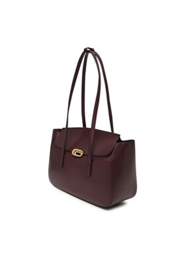 Calvin Klein Torebka Hardware Flap Tote Bag LV04F3145G Bordowy. Kolor: czerwony. Materiał: skórzane