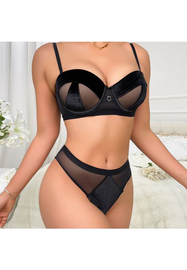 Intica - Komplet bielizny modelujący z biustonoszem i figami Shaniya. Kolor: czerwony. Materiał: tkanina. Wzór: aplikacja