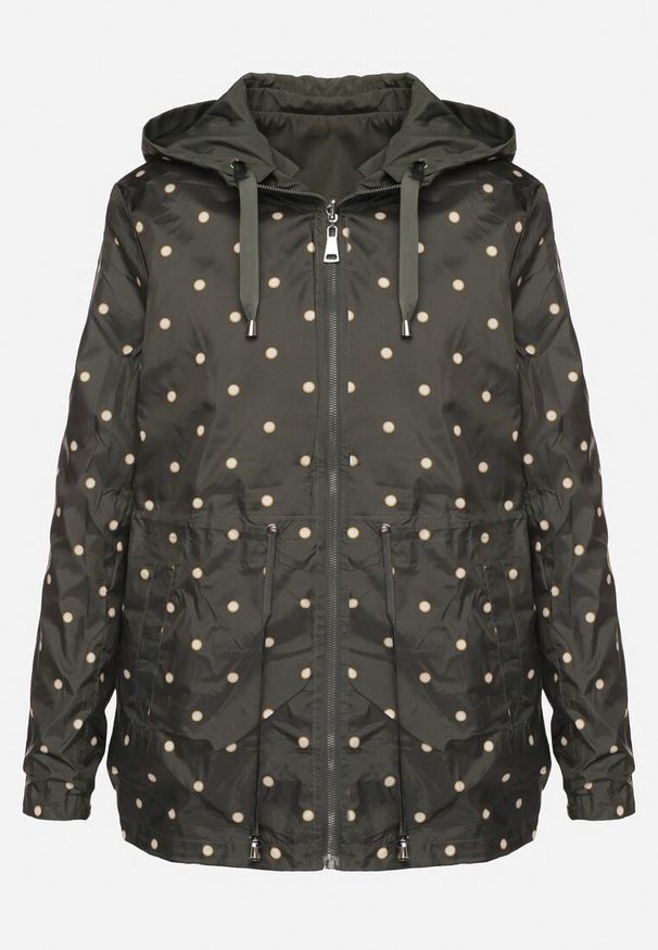 Born2be - Ciemnozielona Kurtka Parka Dwustronna ze Ściągaczem w Talii i Kapturem Tillisaya. Okazja: na co dzień. Kolor: zielony. Materiał: jeans. Sezon: jesień, wiosna. Styl: elegancki, casual