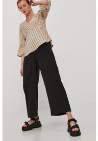 only - Only Spodnie damskie kolor czarny fason culottes high waist. Stan: podwyższony. Kolor: czarny. Materiał: tkanina #3